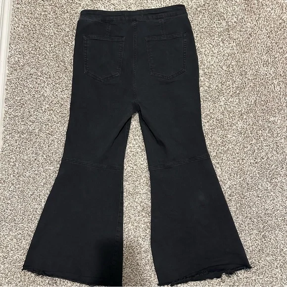 We the‎ Free People Just Float On Flare Denim Jeans Black Boho Wide Leg, Size 31 - Picture 3 of 13